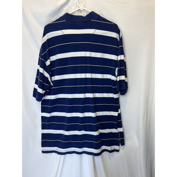 World Wide Sportsman Short Sleeve Polo‎ Shirt Men’s L Blue Yellow White Stripe - Picture 4 of 4